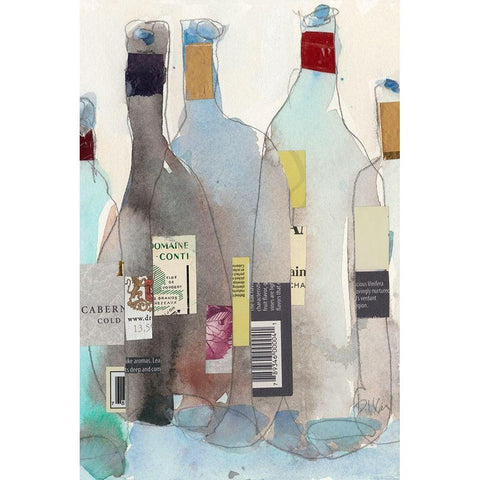 The Wine Bottles III Black Modern Wood Framed Art Print with Double Matting by Dixon, Samuel