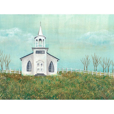 Country Church I Black Modern Wood Framed Art Print with Double Matting by Moore, Regina
