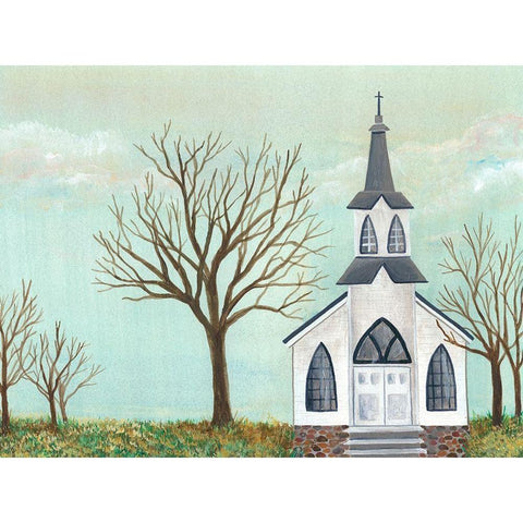 Country Church II Black Modern Wood Framed Art Print by Moore, Regina