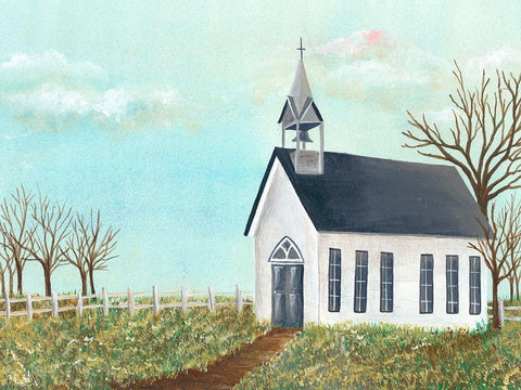 Country Church IV White Modern Wood Framed Art Print with Double Matting by Moore, Regina