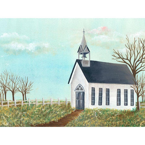 Country Church IV Gold Ornate Wood Framed Art Print with Double Matting by Moore, Regina
