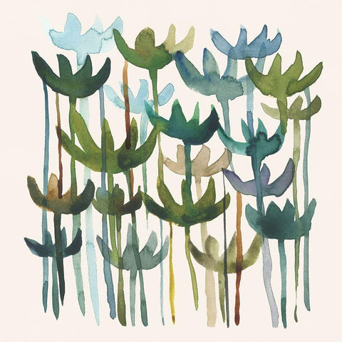 Green Garden II Black Ornate Wood Framed Art Print with Double Matting by Zarris, Chariklia