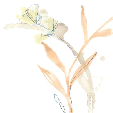 Botany Gesture III White Modern Wood Framed Art Print with Double Matting by Vess, June Erica