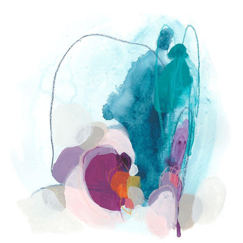 Colorful Orbit II White Modern Wood Framed Art Print with Double Matting by Vess, June Erica