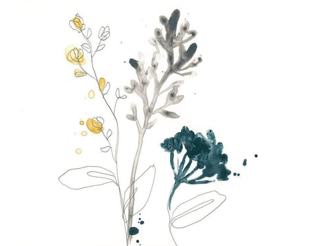 Navy Garden Inspiration I Black Ornate Wood Framed Art Print with Double Matting by Vess, June Erica