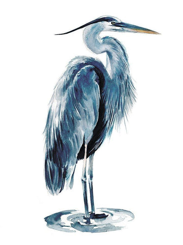 Blue Blue Heron I White Modern Wood Framed Art Print with Double Matting by Parker, Jennifer Paxton