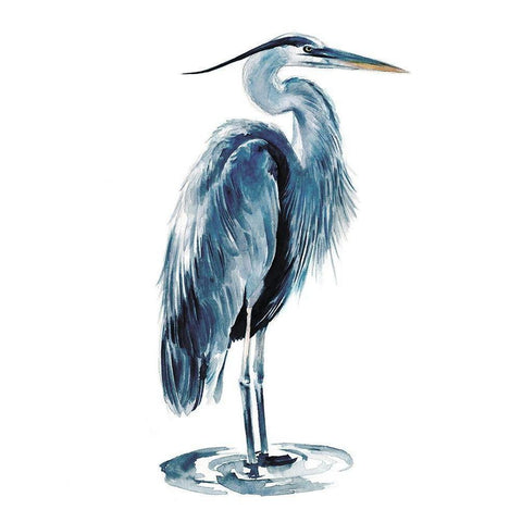 Blue Blue Heron I White Modern Wood Framed Art Print by Parker, Jennifer Paxton