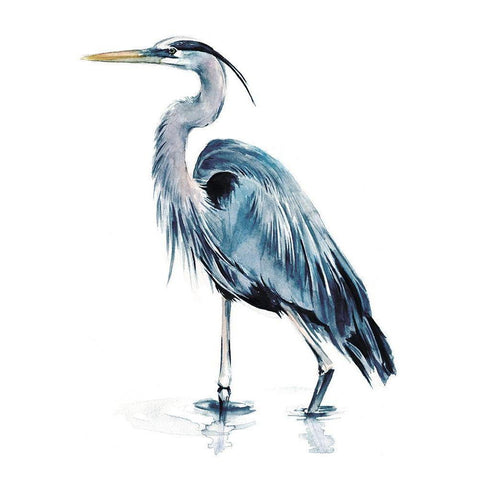 Blue Blue Heron II White Modern Wood Framed Art Print by Parker, Jennifer Paxton