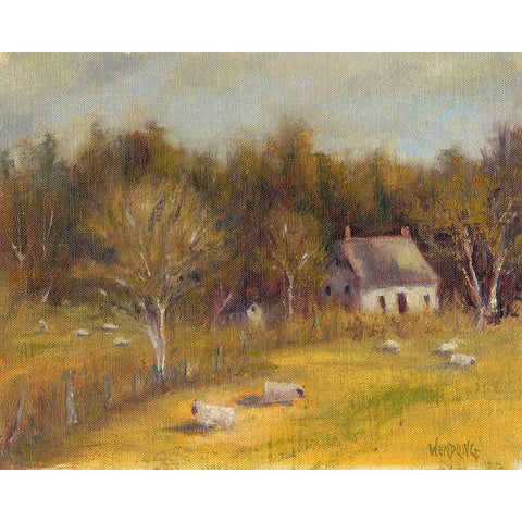 Cottage Meadow I Gold Ornate Wood Framed Art Print with Double Matting by Wendling, Marilyn