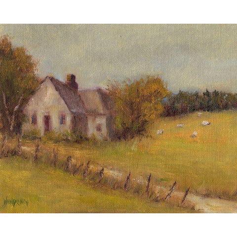 Cottage Meadow II Black Modern Wood Framed Art Print with Double Matting by Wendling, Marilyn