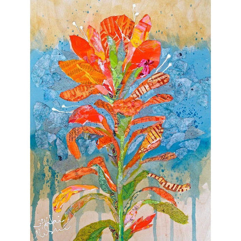 Indian Paintbrush Collage I White Modern Wood Framed Art Print by St. Hilaire, Elizabeth