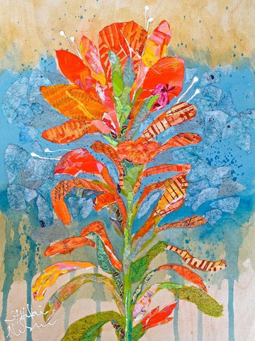 Indian Paintbrush Collage I White Modern Wood Framed Art Print with Double Matting by St. Hilaire, Elizabeth