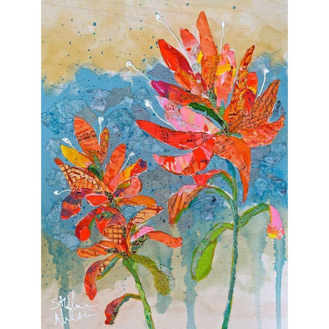 Indian Paintbrush Collage II White Modern Wood Framed Art Print by St. Hilaire, Elizabeth