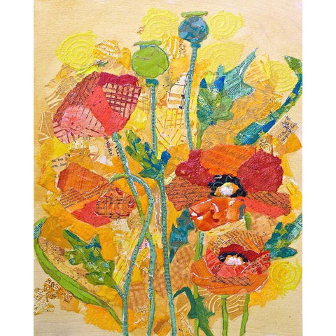 Poppy Collage I White Modern Wood Framed Art Print by St. Hilaire, Elizabeth