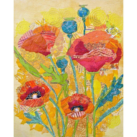 Poppy Collage II White Modern Wood Framed Art Print by St. Hilaire, Elizabeth