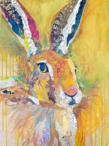 Harriet The Hare White Modern Wood Framed Art Print with Double Matting by St. Hilaire, Elizabeth