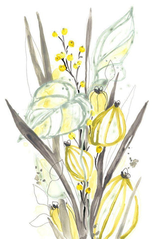 Ethereal Citron II Black Ornate Wood Framed Art Print with Double Matting by Vess, June Erica