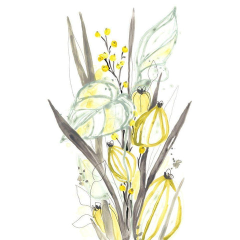 Ethereal Citron II Gold Ornate Wood Framed Art Print with Double Matting by Vess, June Erica