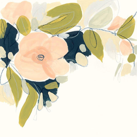 Floral Vale I White Modern Wood Framed Art Print by Vess, June Erica