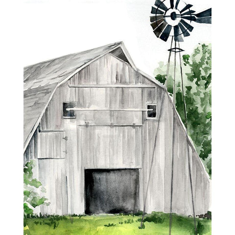 Weathered Barn II White Modern Wood Framed Art Print by Parker, Jennifer Paxton