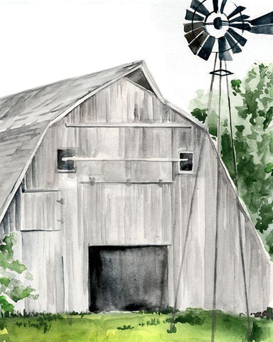 Weathered Barn II Black Ornate Wood Framed Art Print with Double Matting by Parker, Jennifer Paxton