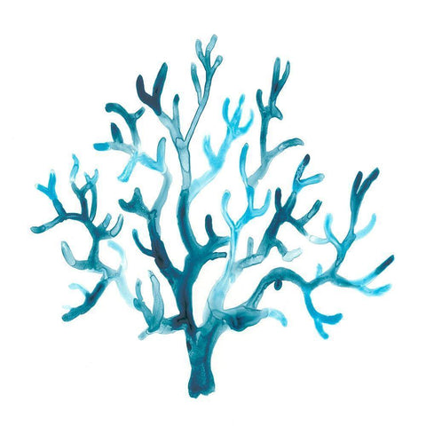 Azure Seafan I Black Modern Wood Framed Art Print by Vess, June Erica