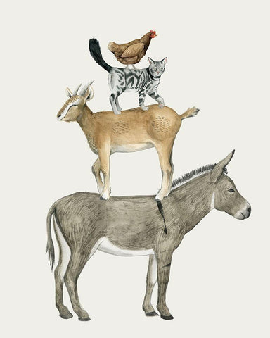 Farmland Family I Black Ornate Wood Framed Art Print with Double Matting by Popp, Grace