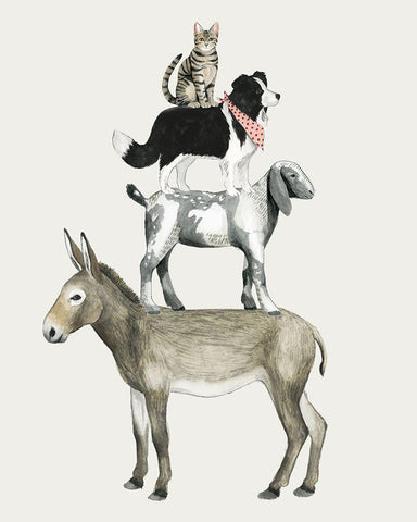 Farmland Family II White Modern Wood Framed Art Print with Double Matting by Popp, Grace