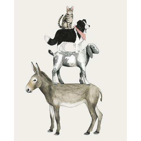 Farmland Family II Black Modern Wood Framed Art Print with Double Matting by Popp, Grace