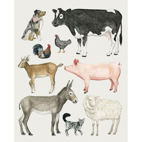 Farmland Family III White Modern Wood Framed Art Print by Popp, Grace