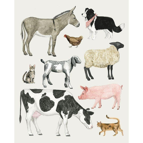 Farmland Family IV Black Modern Wood Framed Art Print with Double Matting by Popp, Grace