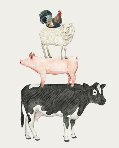 Farmland Family V Black Ornate Wood Framed Art Print with Double Matting by Popp, Grace