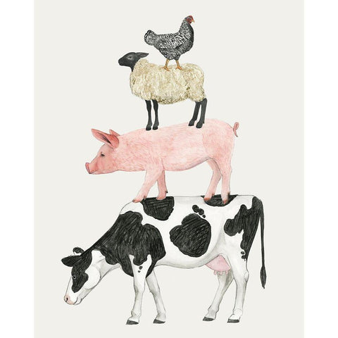 Farmland Family VI Black Modern Wood Framed Art Print with Double Matting by Popp, Grace