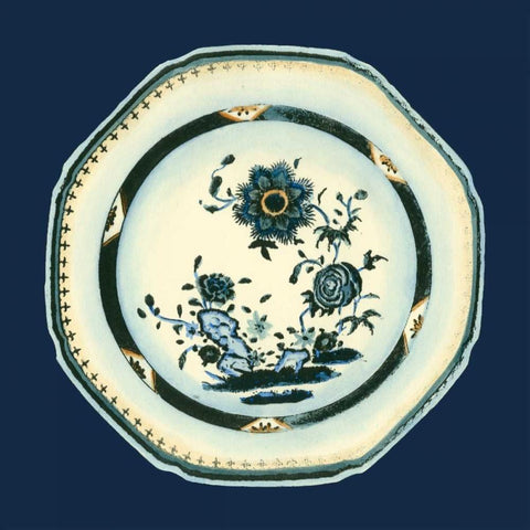 Porcelain Plate II Black Ornate Wood Framed Art Print with Double Matting by Vision Studio