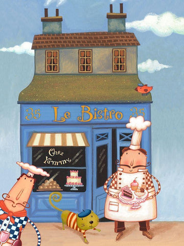 Cafe Chef I Black Ornate Wood Framed Art Print with Double Matting by Eisner, Viv