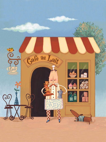 Cafe Chef II White Modern Wood Framed Art Print with Double Matting by Eisner, Viv