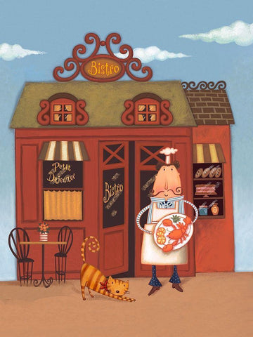 Cafe Chef III White Modern Wood Framed Art Print with Double Matting by Eisner, Viv