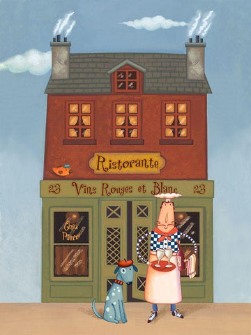 Cafe Chef IV White Modern Wood Framed Art Print with Double Matting by Eisner, Viv