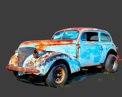 Rusty Car I White Modern Wood Framed Art Print with Double Matting by Kalina, Emily
