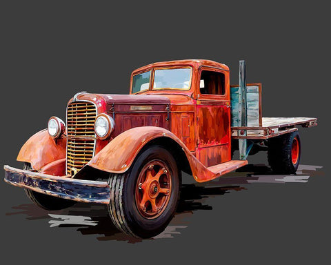 Vintage Truck I White Modern Wood Framed Art Print with Double Matting by Kalina, Emily