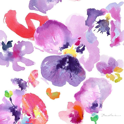 Watercolor Flower Composition III Gold Ornate Wood Framed Art Print with Double Matting by Evelia Designs