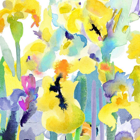 Watercolor Flower Composition VI Black Modern Wood Framed Art Print by Evelia Designs