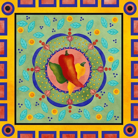 Spanish Peppers II Black Ornate Wood Framed Art Print with Double Matting by Reynolds, Jade