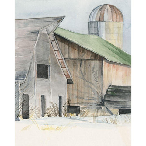 Winter Barn II Black Modern Wood Framed Art Print with Double Matting by Parker, Jennifer Paxton