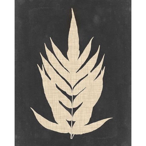 Linen Fern II Black Modern Wood Framed Art Print with Double Matting by Vision Studio