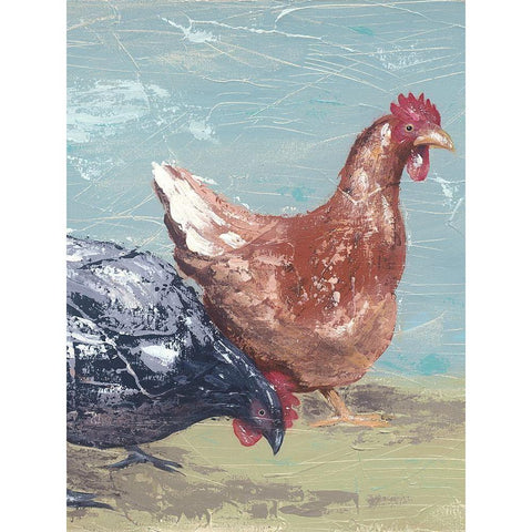 Farm Life-Chickens I Gold Ornate Wood Framed Art Print with Double Matting by Reynolds, Jade