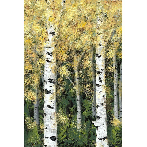Birch Treeline I Gold Ornate Wood Framed Art Print with Double Matting by Reynolds, Jade