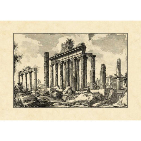 Vintage Roman Ruins I Black Modern Wood Framed Art Print with Double Matting by Piranesi, Giovanni