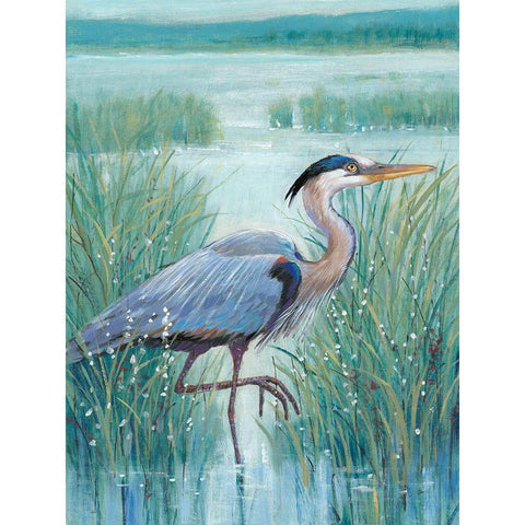 Wetland Heron I Black Modern Wood Framed Art Print with Double Matting by OToole, Tim