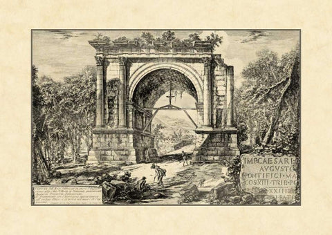 Vintage Roman Ruins II White Modern Wood Framed Art Print with Double Matting by Piranesi, Giovanni